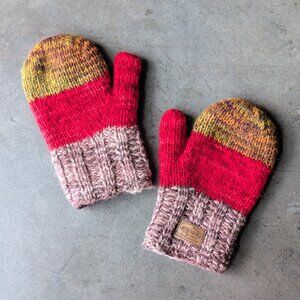 Kyber Outerwear Nepal Brown Red Knit Fleece Lined Mittens